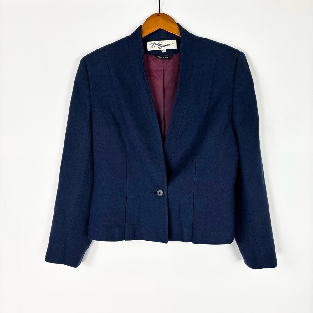 Vintage 90s Bert Newman‎ Blazer Womens Blue Size 12 USA